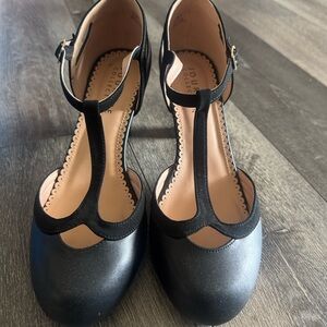 Joules Elegant Black T-Strap Heels